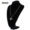 JINAO Hip Hop cuivre couleur or plaqué glacé Micro pavé CZ pierre aile d'ange avec pendentif complet collier pour hommes femmes X0509