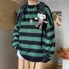 Fojaganto Heren Herfst Ronde hals Sweater Koreaanse Losse Casual Oversize Knit Pullover Jeugd Trend Mode Gestreepte Sweater Heren 211018