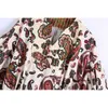 Summer Women Paisley Printed Dress Half Sleeve V-Neck Short Chic Lady Vintage Casual Clothes 210517