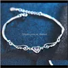 Bracciali Jewelrysier Braccialetto Bangle Ali d'angelo Cuore d'amore con cristalli austriaci per bracciale con ciondoli donna all'ingrosso Fine Ps1134 Drop Delive