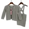 Свитер кардиган детей вязаная подвеска набор младенческих ремень брекетов юбка маленькая джемпер детская девушка одежда 210417