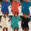 Sommer Frauen Beachwear Sexy Weiß Häkeln Tunika Strand Wrap Kleid Frau Bademode Badeanzug Cover-ups Bikini Cover Up # Q719 210722