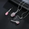 Necklace Earrings Set & IHUES Fashion For Woman Cubic Zirconia Water Drop Pendant Statement Bridal Wedding Party Gift