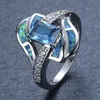 Groothandel mode blauwe zirkoon band dames geometrische ring voor vrouwen bruiloft jewlery