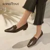 Sophitina Low-Heeled Retro Sapatos Mulheres Pequenas Square Toe Spring Sapatos Handmade Alta Qualidade Slip-On Verão Feminino Bombas AO608 210513