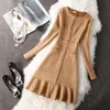 Winter Fashion Slim Women Suede Dresses Long Sleeve Elegant Casual christmas dress party wear vestidos big size