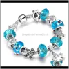 Bracelets Drop Delivery 2021 Color Painting Austrian Crystal Beads Bracelet Handmade Sier-Plated Alloy Bangles With Femal For Women Jewelry B