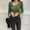 Stylish Crossed Knitted Basic Pullover Sweater Women Long Sleeve V-neck Slim Fashion Ladies Female Tops Jumpers 210513