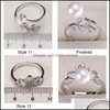 Bijoux paramètres bricolage perle anneaux Zircon solide 925 Sier anneau pour les femmes montage blanc cadeau livraison directe 2021 Ebdvs