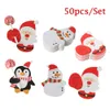 50ピース漫画サンタクロース紙カードクリスマスロリポップカードペンギンパターンDIYクリスマスプレゼント装飾W-01240