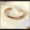 Bangle Armband JewelryCouple Rostfritt stål Butterfly Bacelet för kvinnor 304 Vetdesign Bohemian Open Justerbar Rose Gold Black Color Dr