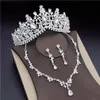 Brincos Colar de Cristal Barroco Conjuntos de Jóias Nupcial Para As Mulheres Moda Tiaras Colares Conjunto Crown Wedding Jewellry