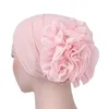 Ethnic Clothing Woman Big Flower Turban Hair Accessories Head Wrap Hijab Hat Chemo Beanie Ladies Muslim Loss Scarf Cap Solid Color Headwear