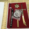 Cwfdy 6pcs / set One Piece Keychain Trafalgar Law Key Ring Holder Dracule Mihawk Black Sword Toy Key Chain Men Chaveiro Cosplay H0915