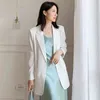 [Eam] Kvinnor Vit Casual Chiffon Blazer Lapel Långärmad Loose Fit Jacket Mode Vår Höst 1DD7021 21512