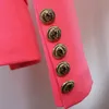 High Street Est Classic Designer Blazer Women's Metal Lion Knapp Dubbelbröst Jacka Fluorescerande Orange Rosa 210521