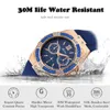 MISSFOX Women's Watches Chronograph Rose Gold Sport Watch Ladies Diamond Blue Rubber Band Xfcs Analog Female Quartz Wristwatch 210310