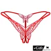 Women's Panties Sexy Erotic Women Lace Butterfly Sequins G-String Briefs Crotchless Female Thong For Sex Transparent Underwear