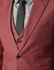 남자 정장 블레이저 와인 레드 슈트 사용자 정의 만든 웨딩 바지 망 턱시도 신랑 목도리 블랙 옷깃 하나 버튼 (자켓 + 바지 + 조끼 + 넥타이)