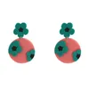 Korea Fashion Sweet Ploymer Clay Flower Dangle Earrings 3D Colorful Acrylic Round Geometric Earring Women Pendant Jewelry