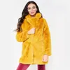 Kadın Kürk Faux Faylisvow 3XL Artı Boyutu Kalın Ceket Kadınlar Kış Sıcak Gevşek Peluş Teddy Kabarık Uzun Kollu Palto Kadın Katı Ceketler