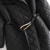 아코 겨 겨울 여성 벨트 패션 긴 소매 두꺼운 따뜻한 코트 여성 패딩 재킷 세련 된 겉옷 210413