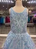 Sıvı Sequins Kız Pageant Elbiseler 2022 Scoop Boyun Çizgisi A-line Preteen Resmi Olay Giymek Törenlerinde Dantel-up Geri Sky-Mavi Leylak Fildişi Köpüklü Parlayan Çiçek Kızlar Genç