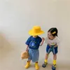 Lato Cute Chłopcy i Dziewczyny Kreskówki Krótki Rękaw T Shirts Koreański Styl Unisex Dzieci Luźne Casual Tee Topy 1-6Y 210615