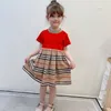 Ny ankomst 2021 Summer Fashion Kids Girls Clothy Rands Style Cotton Ruched Patchwork Baby Girl Princess Dress6964687