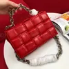 High Quality Luxurys designers bags Fashion women Thick Metal Chain CrossBody Shoulder Bag Handbags Real leather Woven pillow Clutch Totes purse Handbag