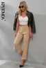 KPYTOMOA Frauen Chic Mode Mit Naht Detail Büro Tragen Hosen Vintage Hohe Taille Zipper Fly Weibliche Knöchel Hosen Mujer 211118