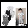 Детская родильная родильная доставка 2021 летние детские мальчики джентльмен стиль одежды наборы одежды детей с коротким рукавом Watercoat рубашки 2шт набор детей