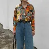 Women Retro Sunflower Print Shirt Oil Painting Print Design Blouse Girl Loose Lapel Tops and Blouses 2020 New H1230