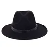 Mężczyźni Kobiety szerokie wełny Big Razem Fedoras Hat Spring Autumn Women Fedoras Top Hat With Belt Bugacz Jazz Caps Gorras Y1118714766816