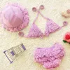 7colors Sweet Lace 0-24 month Baby Girl Swimwear +Cap, Toddler Swimsuit Bikini Two Piece Infantil Bathing Tutu For Babies 210529