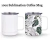 10oz sublimering muggar med handtag Rostfritt stål Dubbelvägg Vin Tumbler DIY Blank Kaffe Kopp Julklapp