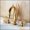 Bathroom Sink Faucets Faucets, Showers & Accs Home Garden Tuqiu Basin Brass Faucet Gold Widespread Black Tap Luxury Mixer And Cold Shower Ro