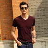 Men's Fast Dry T Shirts Solid Short Sleeve Stretchable T-Shirt Summer V Neck Breathable Casual Outwear Plus Size Top Tees for Male