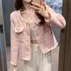 abrigo de lana rosa de un solo pecho