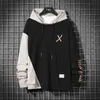 Japão estilo ocasional o-pescoço primavera outono listrado hoodie moletom sweatshirt espessa lã espessa hip hop high streetwear roupas 210818