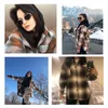 Vintage Kvinnor Långärmad Woolen Coats Mode Ladies Tjock Plaid Coat Kvinna Streetwear Eleganta Tjejer Oversize Jacka Chic 210722