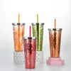 Ny glitter vatten kopp stor kapacitet 24oz rak plast mode tumbler med halm sommar fest vuxna koppar havsfartyg ewe7621