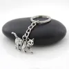 10 Pieces Vintage Retro Silver Plated Keychain Lovely Metal Cat Key Chain Keyring Bag Charm Women Man Child Pet Jewellery