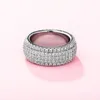 Hip Hop With Side Stones Iced Out Zircon 5 Rows Rings Women Men Gold Silver Plated Bling Jewelry Gift2597