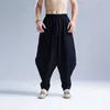 Linho de algodão solto comprimento total calças homem verão outono 2020 nova cintura elástica harem calças grande tamanho m-5xl 6xl calça casual x0723