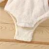 Pagliaccetti Nati Bambini Caldo Peluche Pagliaccetto Con Le Orecchie Carino Autunno Inverno Tinta Unita Manica Lunga Con Cappuccio Bosysuit Tutina Neonate Ragazzi