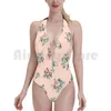 Women's Swimwear Flowers Design Swimsuit Bikini Padded High Waist Floral Pattern Pretty Vintag Pink Girly Roses Shabby Chic Cute