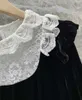 Wiosna Sexy O-Neck z długim rękawem z długim rękawem koronki stitching aksamitna sukienka elegancka damska czarna klub wieczór party vestidos 210527