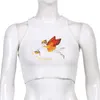 Butterfly ange imprimé côtelé Y2K Crop Tanks gilet pour femmes Mode Summer Outfits sans manches occasionnel Chemise blanche Femme 210415
