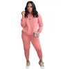 Solid Färg Sexig Fitness Slitage Tracksuit 2 Pieces Matchande Sats Womens Outfits Långärmad Sweatshirt Top and Sweatpants Suit 210525